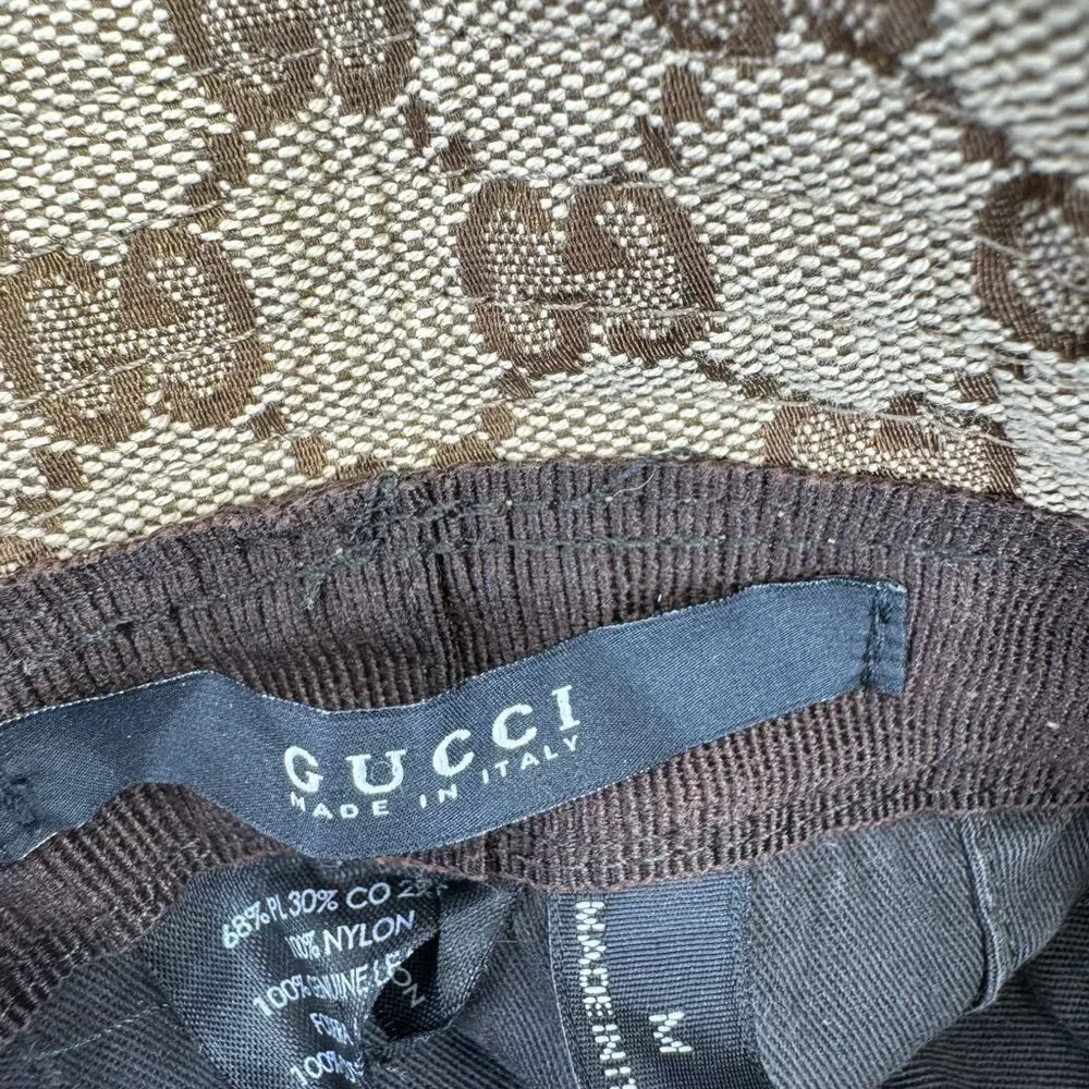 Gucci Vintage Web Khaki GG Bucket Hat M
